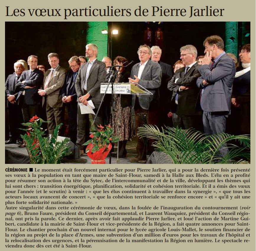 DERNIERE CEREMONIE DES VOEUX DE PIERRE JARLIER EN TANT QUE MAIRE - 20 JANV 2020VV